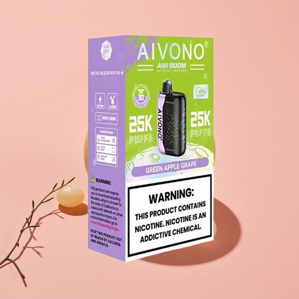 Aivono AIM BOOM 25000 Puff 28ml 650mAh Yeşil Elma Üzüm