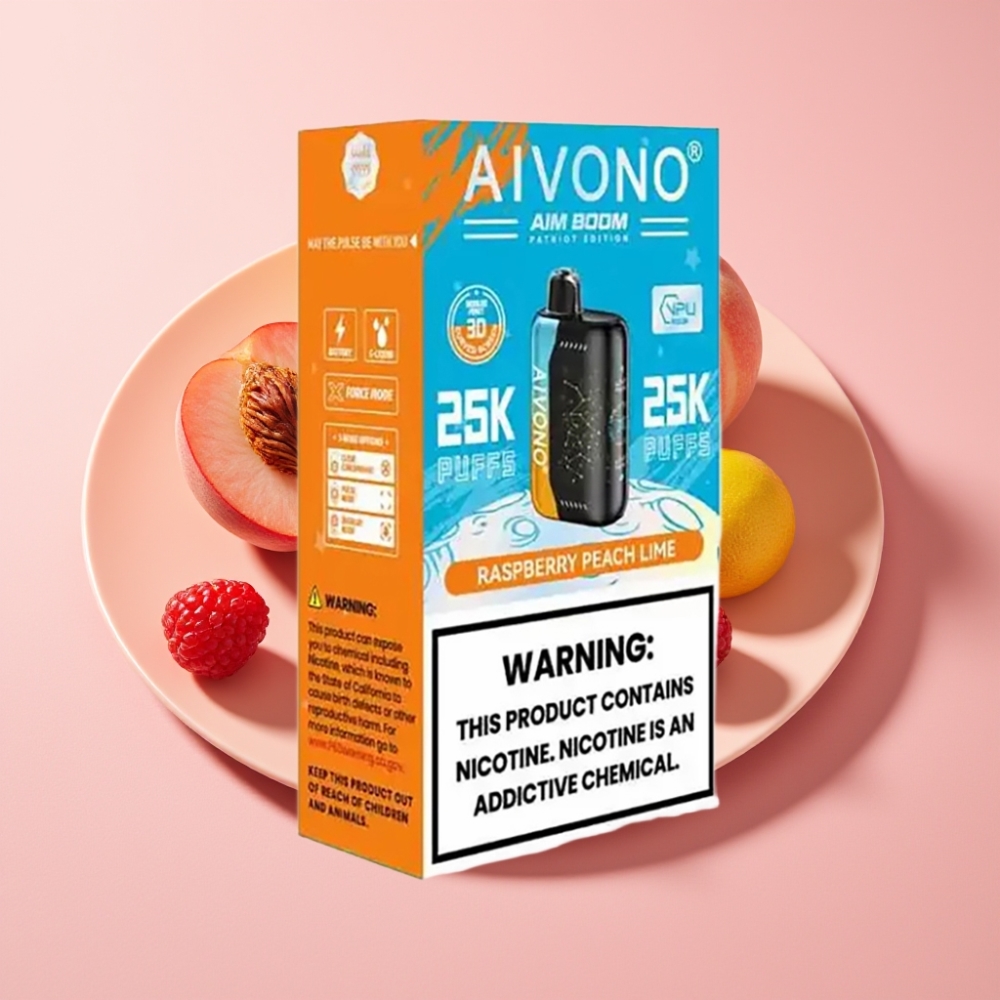 Aivono Aim Boom 25000 Puff 28ml 650mAh Ahududu Şeftali Limon