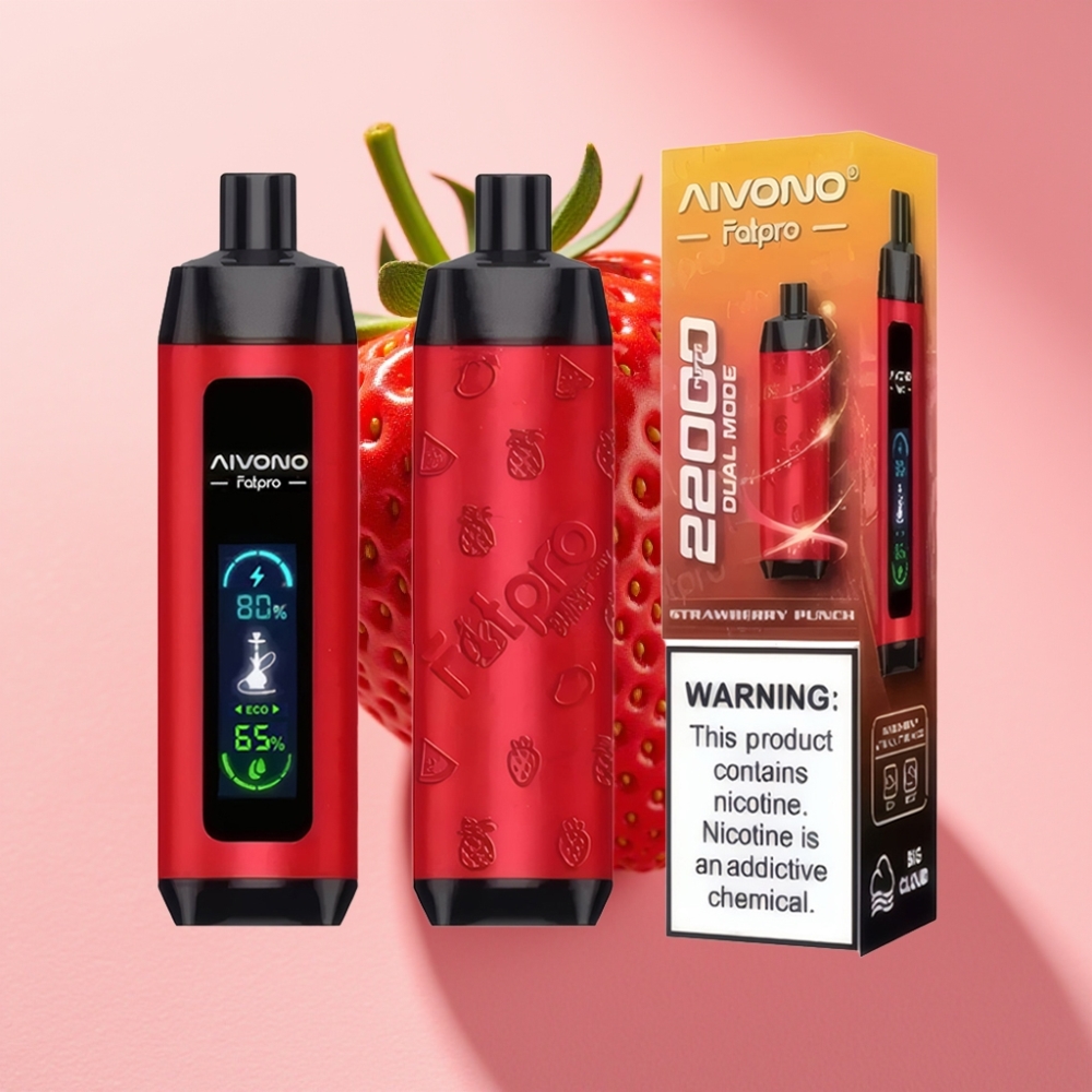 Aivono AIM FATPRO 22000 Puff 28ml 600mAh Çilek Punch 0.6ohm Mesh