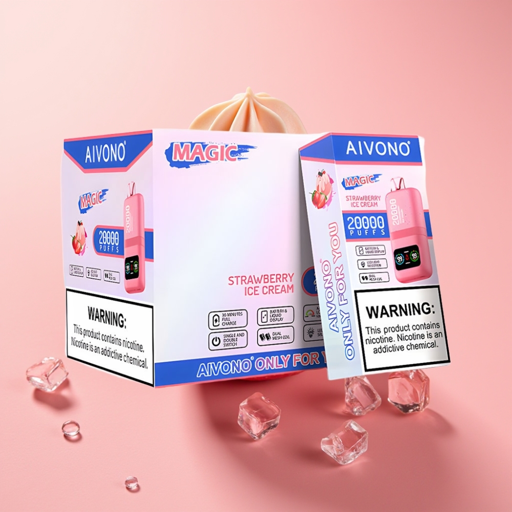Aivono Aim Magic 20000 Puff 26ml Çilekli Dondurma Tip-C Şarj Çift Mesh