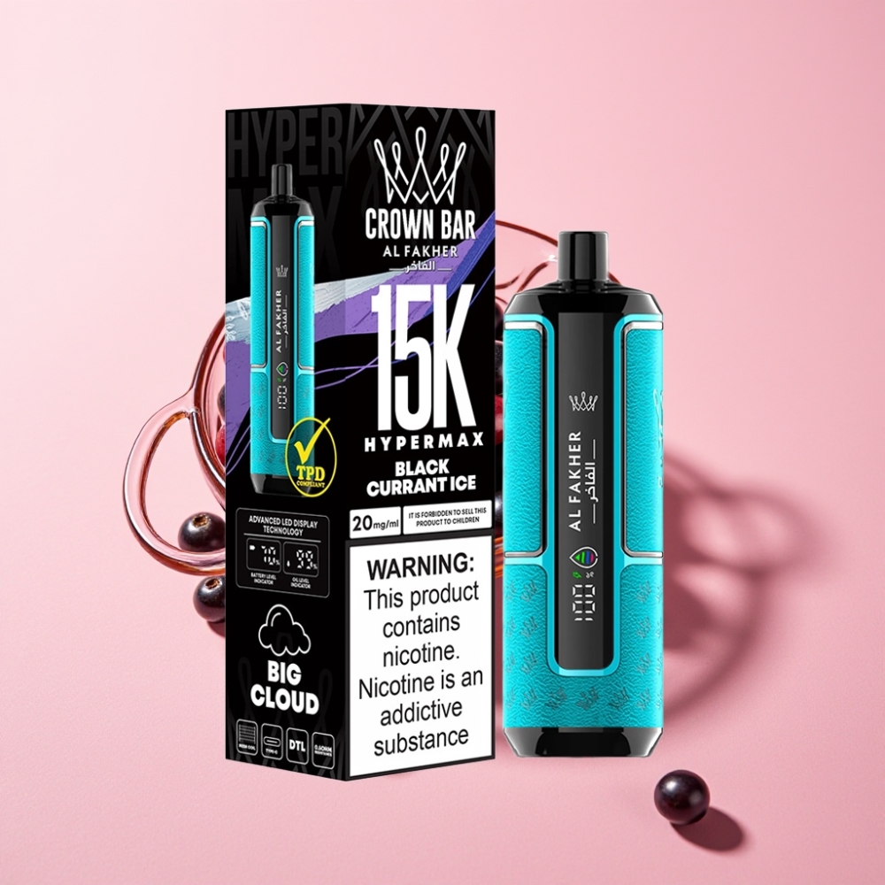 Al Fakher Crown Bar 15K Hypermax 22ml 600mAh Taşınabilir Böğürtlen Buz