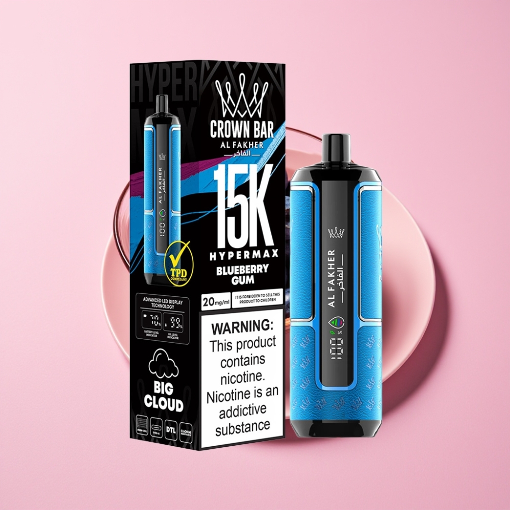 Al Fakher Crown Bar 15K Hypermax 22ml 600mAh Type-C Mavi Şeker Aromalı
