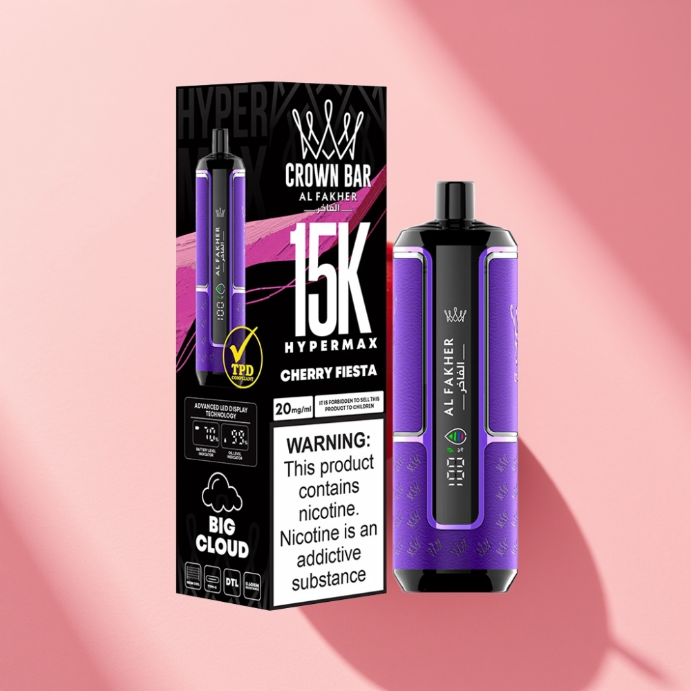 Al Fakher Crown Bar 15K Hypermax Taşınabilir 22ml 600mAh Cherry Şenliği