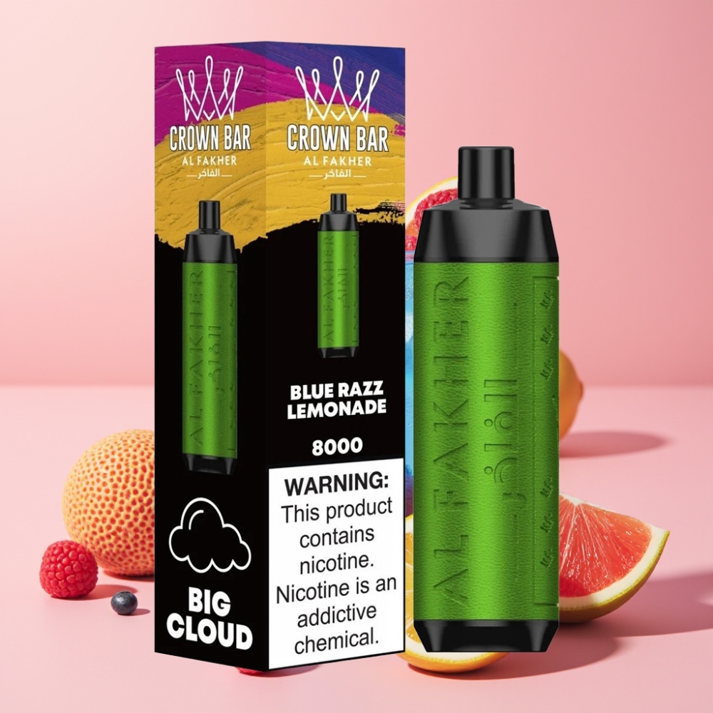 Al Fakher Crown Bar 8000 Crystal 600mah 18ml 5mg 0.6ohm Mavi Ahududu Limonata