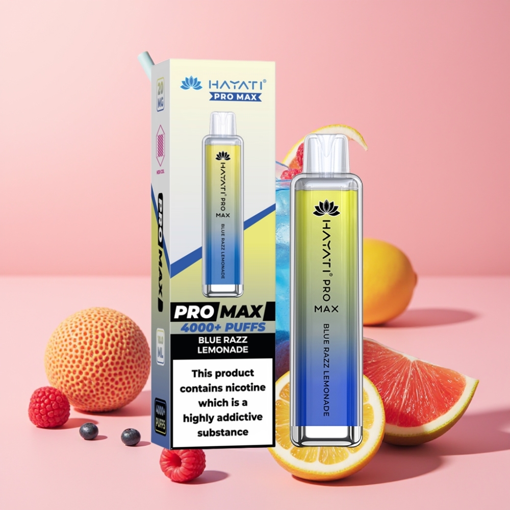 Hayati Pro Max 4000 Puff Şarj Edilebilir Crystal Görünüm 1400mAh Mavi Ahududu Limonata