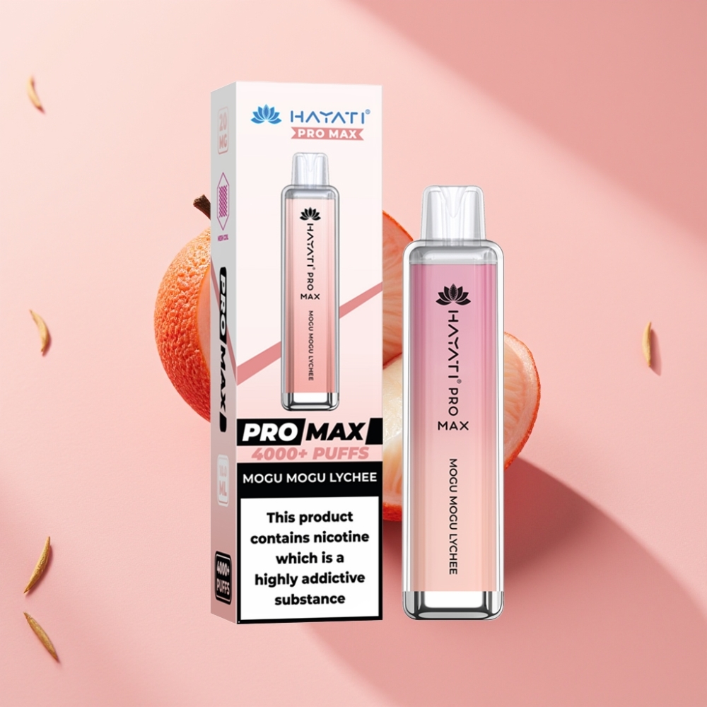 Hayati Pro Max 4000 Puff Şarj Edilebilir Crystal Görünüm 1400mAh Pil 2ml/10ml Tank Çizgili Liçi Aromalı