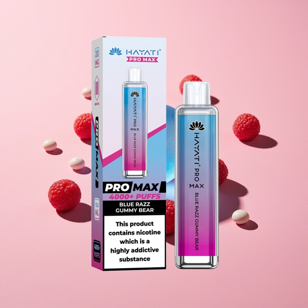 Hayati Pro Max 4000 Puff Şarj Edilebilir Crystal Görünüm Mavi Ahududu Ayıcık Aromalı