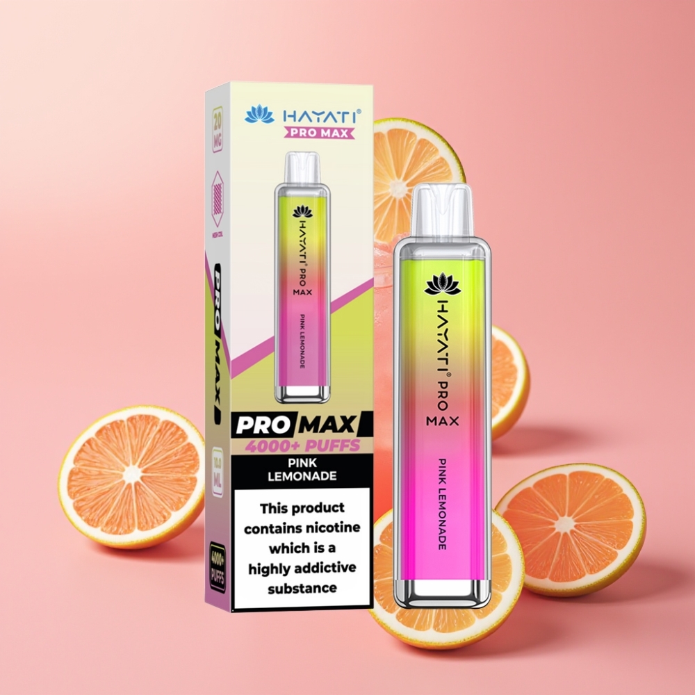 Hayati Pro Max 4000 Puff Şeffaf Pembe Limonata 1400mAh Çift 1.1 Ohm Mesh
