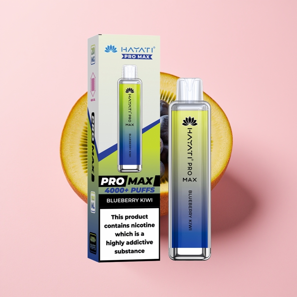 Hayati Pro Max 4000 Puff Çift 1.1 Ohm Mesh Coil Şarj Edilebilir Yaban Mersini Kivi