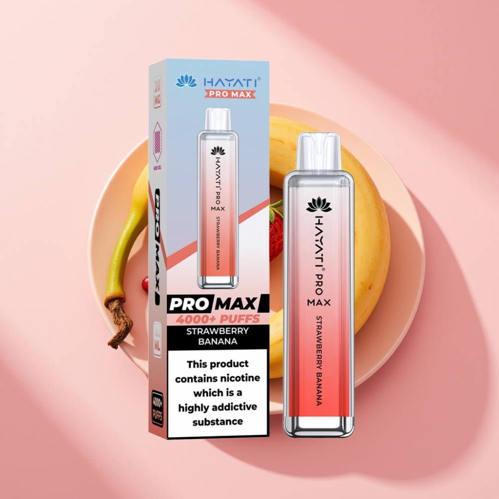 Hayati Pro Max 4000 Puff Çilek Muz Şarj Edilebilir LED Aydınlatmalı Disposable Vape
