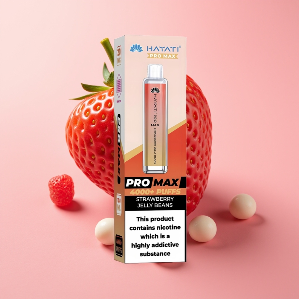 Hayati Pro Max 4000 Puff Çilekli Jelibon 1400mAh Şarj Edilebilir Crystal LED