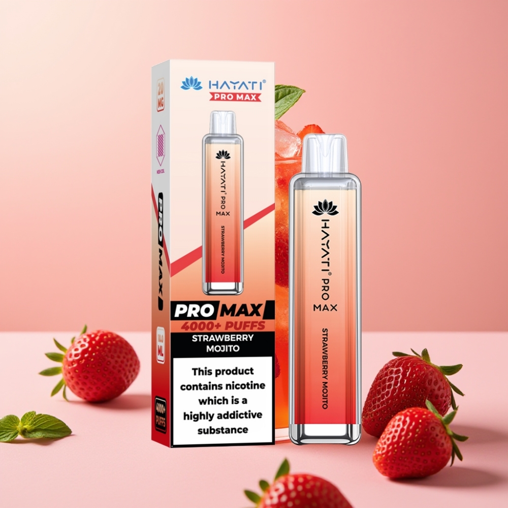 Hayati Pro Max 4000 Puff Çilekli Mojito 1400mAh Şarj Edilebilir Crystal