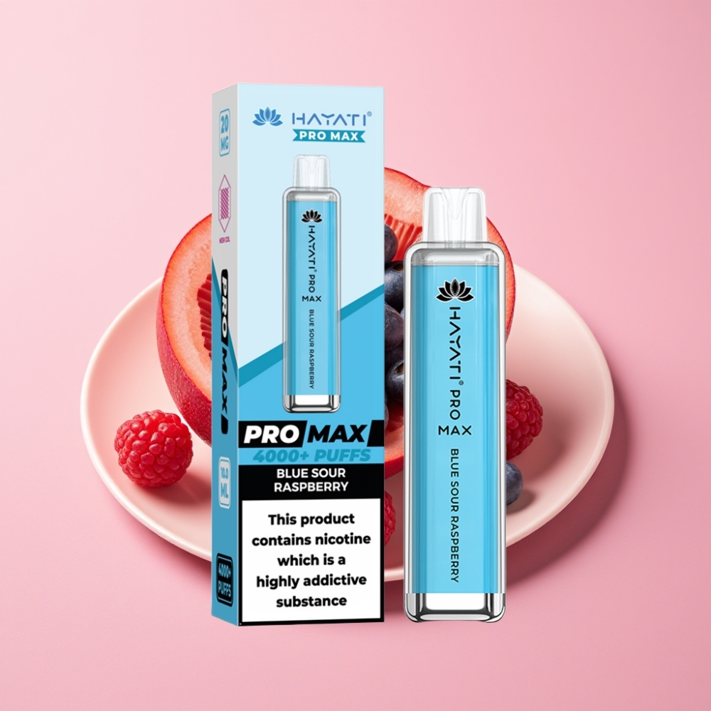 Hayati Pro Max 4000 Puffs Şarj Edilebilir Crystal Görünümlü Mavi Ekşi Ahududu