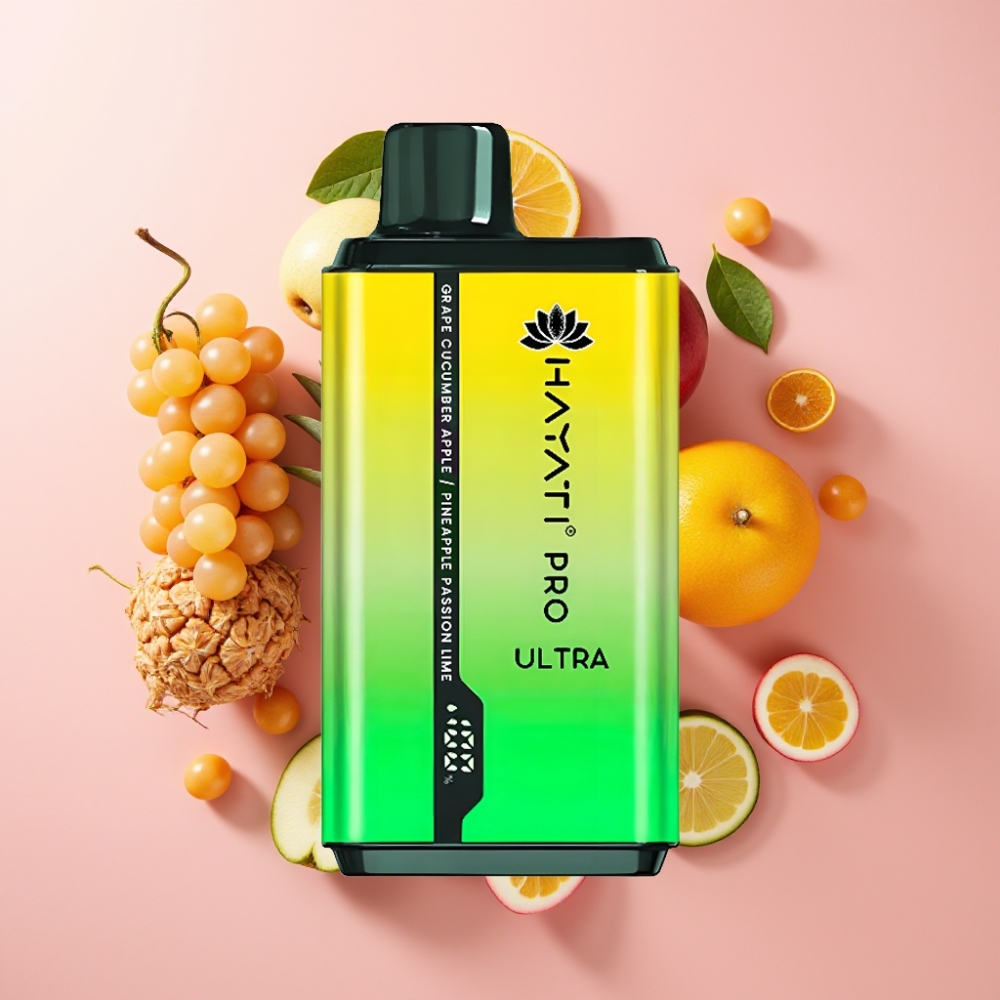 Hayati Pro Ultra 15000 Puff 850mAh 2×12ml %2 Nikotin 49 Aroma Üzüm Salatalık Elma Ananas Passion Lim