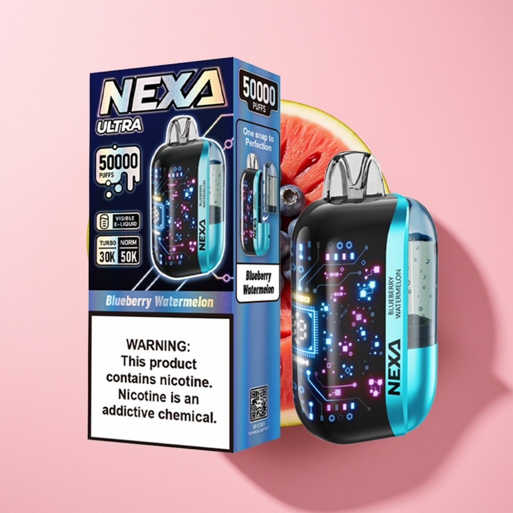 NEXA Ultra 50000 Puff 20ml 5% Nikotin 0.9ohm Çift Mesh Mavi Ahududu Karpuz