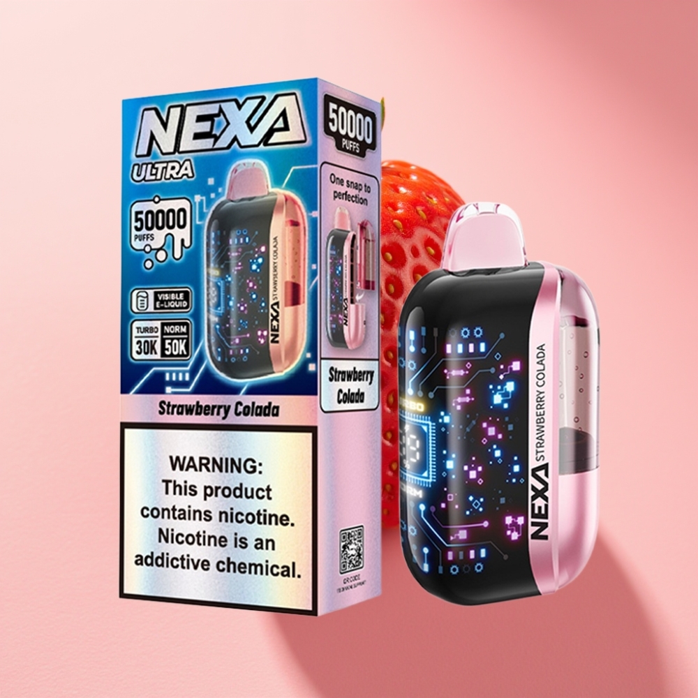 NEXA Ultra 50000 Puff 20ml 5% Nikotin Çilek Kolada Tip-C Şarj 3D Ekran