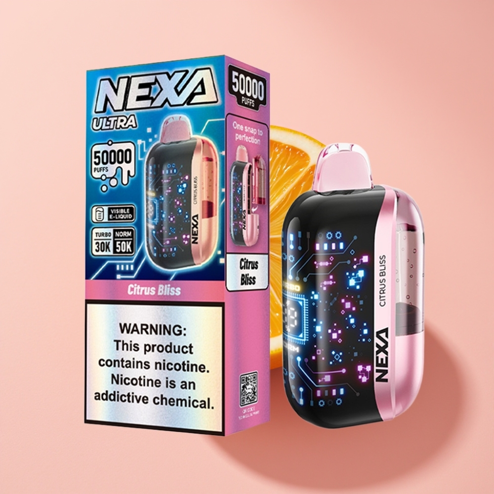 NEXA Ultra 50K 50000 Puff 20ml 5% Nikotin 0.9ohm Dual Mesh Tip-C Şarj Turunç Keyfi